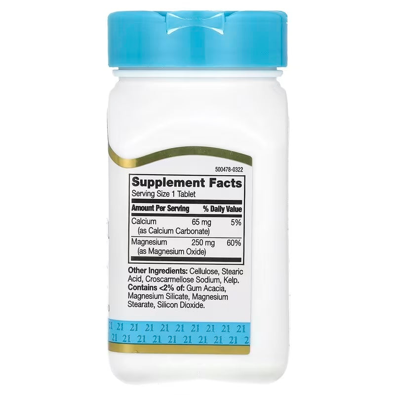 21st Century, Magnesio, 250 mg, 110 comprimidos