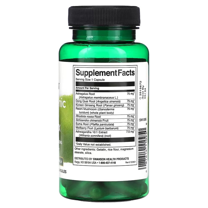 Swanson, Complejo herbal adaptógeno con rodiola, ginseng y ginseng, 60 cápsulas