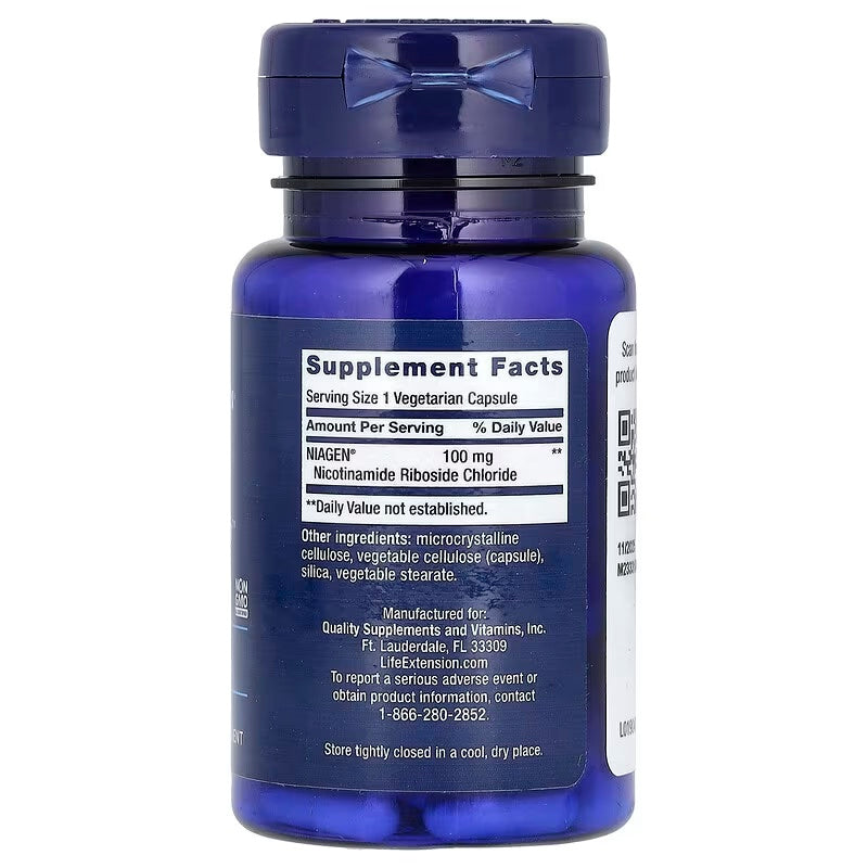 Life Extension, Regenerador celular NAD +, 100 mg, 30 cápsulas vegetales