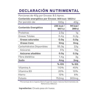 Ciruela pasa deshidratada sin hueso Okko 340 Gr