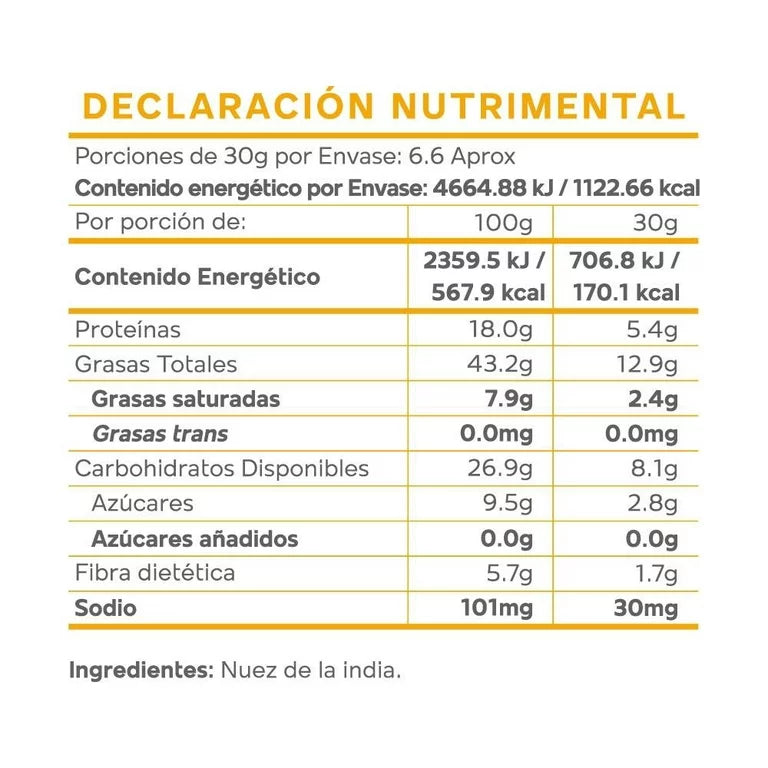 Nuez de la india tostada sin sal Okko 200 Gr