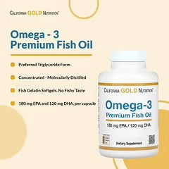 California Gold Nutrition, Aceite de pescado prémium con omega-3, 100 cápsulas blandas de gelatina de pescado