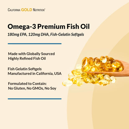 California Gold Nutrition, Aceite de pescado prémium con omega-3, 100 cápsulas blandas de gelatina de pescado