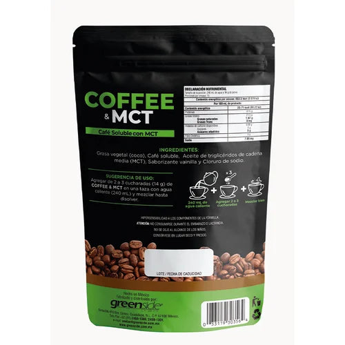 Green Side Coffee & Mct Café Soluble Con Acite De Coco y Aceite MCT  210 G