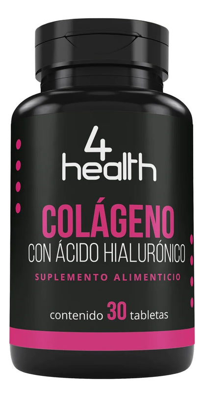 Colágeno Con Ácido Hialurónico 30 Tabletas 4 Health