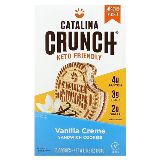 Catalina Crunch, Galletas sándwich cetogénicas, Crema de vainilla, 16 galletas, 193 g (6,8 oz)